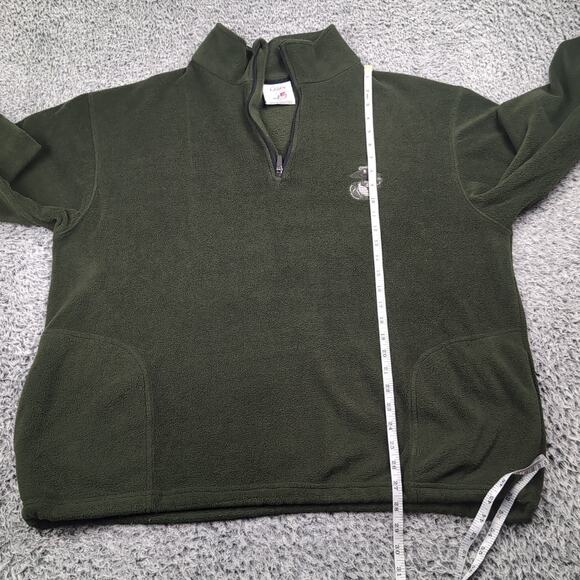 Vintage US Marines Sweater Men 2XL XXL Green Made in USA Quarter Zip Fleece - Picture 4 of 6